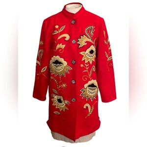 VTG 90s Red Floral Embroidered Band Leader Jacket- Ladies Size M